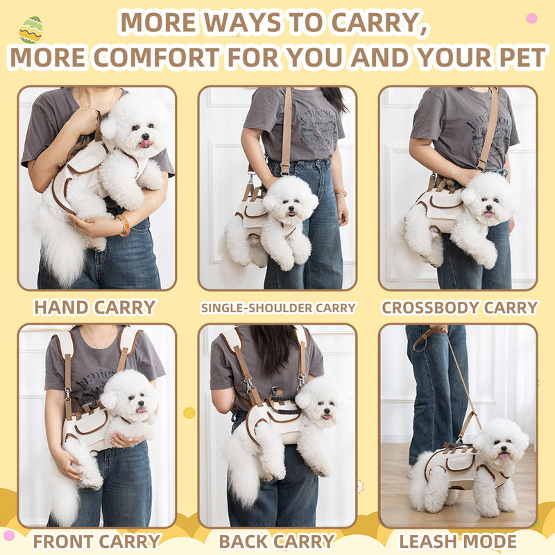 Dog Carrier Backpack for Medium Pets, Breathable Detachable Travel Pet Bag with Adjustable Straps, Portable Hands-Free Dog Cat Carrier Backpack for Hiking, Walking & Camping (M). White Medium (8.82Lbs-14.33Lbs) - PawsPlanet Australia