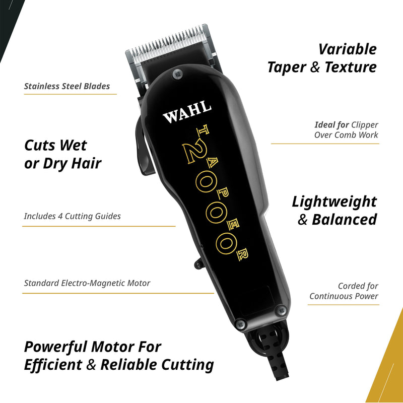 Wahl Professional Taper 2000 Clipper, Adjustable Blade, High-Performance Corded Electric Hair Cutting Tool, Black - PawsPlanet Australia