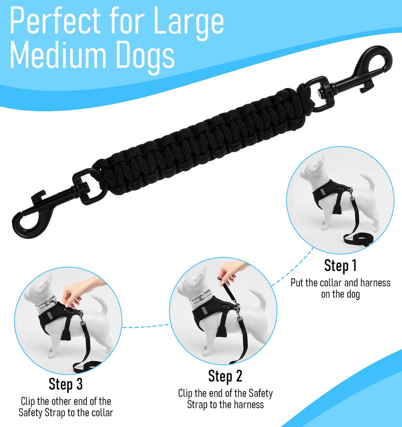 Prong Collar Safety Clip, Handmade Backup Prong Collar for Dogs with Double-Ended Clasp, Secure Connector for Prongs Pinch Collars Leash Harness Accessories (Black) - PawsPlanet Australia