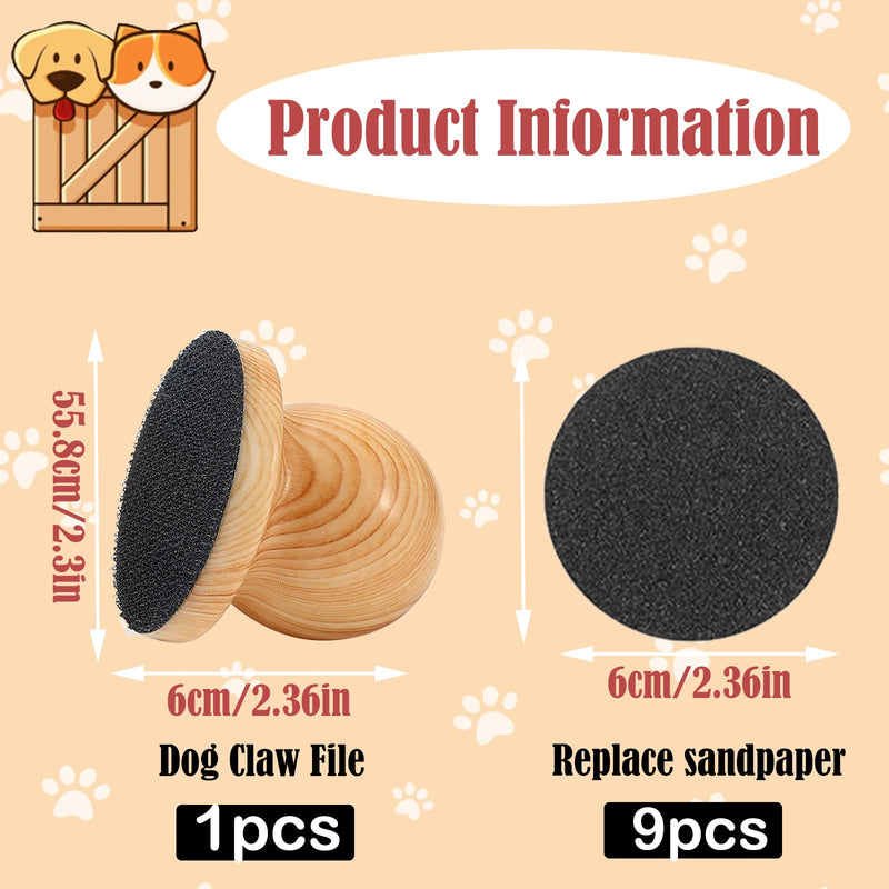 Dog Nail File with 9 Replaceable Filing Discs Dog Scratch Board for Safe and Convenient Nail Care Dog Nail Scratch Board Keep Your Dog and Cat's Nails Smooth（Natural Wood Color） - PawsPlanet Australia