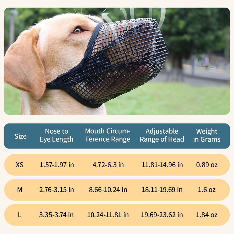 Dog Muzzle - Black Soft Mesh Breathable Mouth Cover Designed Specifically for Small, Medium, and Large Dogs - Effective Chew Guard and Bite Prevention to Ensure Safe, M Black - PawsPlanet Australia