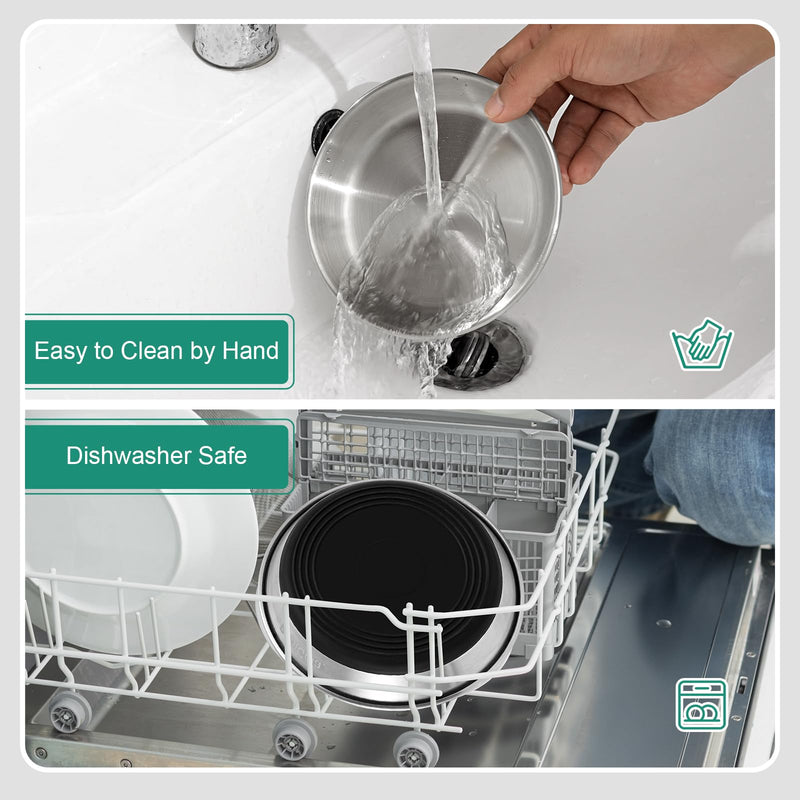 Basic Cat Bowls, Dog Food Bowls, Food Grade 304 Stainless Steel Cat Dishes, Wide and Shallow Design Reducing Whisker Fatigue, Non-Slip Silicone Base, Heavy Duty, Metal Plates for Cat and Puppy (2pack) 2pack - PawsPlanet Australia