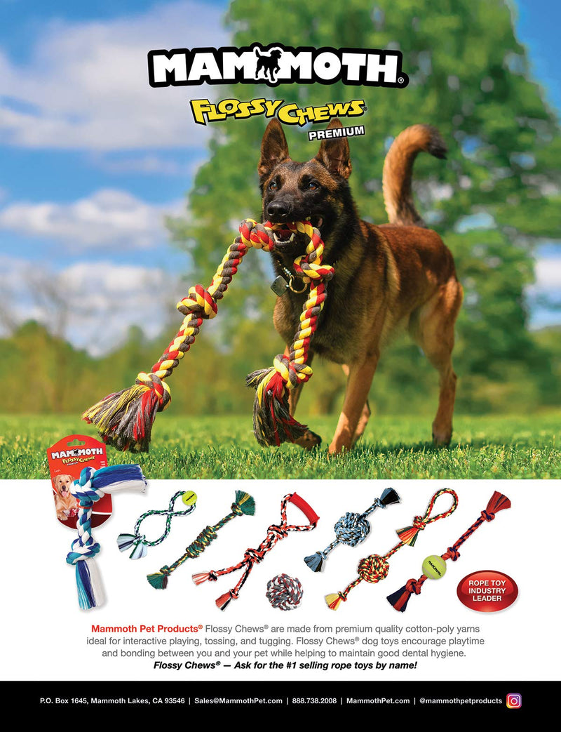 Mammoth Flossy Chews Color Twin Tug with Rubber Handle – Premium Cotton-poly Tug Toy for Dogs – Interactive Dual Dog Tug Toy – Tug Rope Dog Medium 20" - PawsPlanet Australia