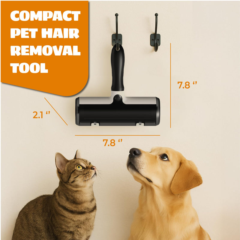 Pet Hair Remover and Reusable Lint Roller - Cat and Dog Hair Remover for Couch, Furniture, Carpet, Clothing and Bedding - Portable, Multi-Surface Fur Removal Tool (Black) Black - PawsPlanet Australia