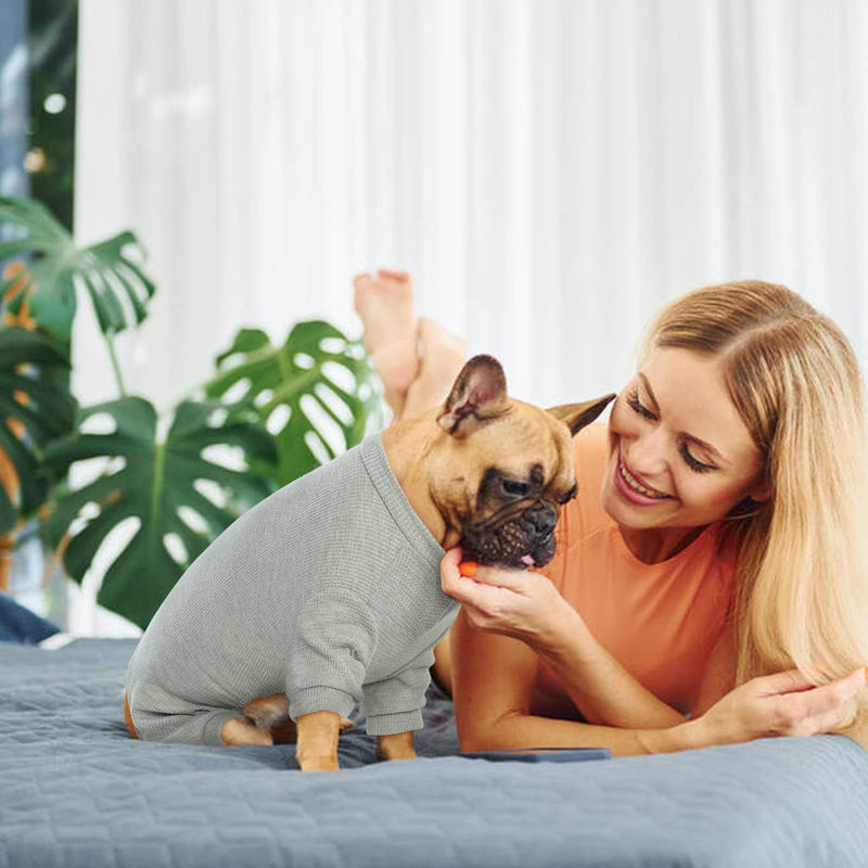 Dog Surgery Recovery Suit Dog Onesie with Legs and Harness Hole Long Sleeve Pyjamas Clothes Dog Coat for Small Medium Dogs Puppy Medical Vest for After Surgery Female Male, Grey, XL X-Large