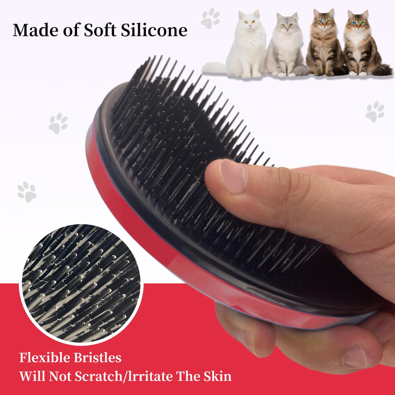 Cat Brush for Shedding - Perfect Grooming Tool for Long-Haired Cats | Deshedding & Hair Remover for Indoor Pets (Rose Red) Rose Red
