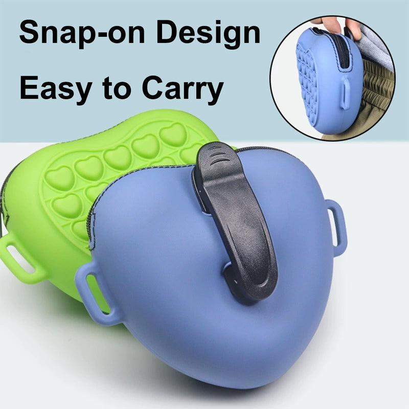 Silicone Dog Treat Pouch with Shoulder Strap and Waist Clip, Zipper Closure Closure to Avoid Spilling, Treat Pouches for Pet Training (Green) Green
