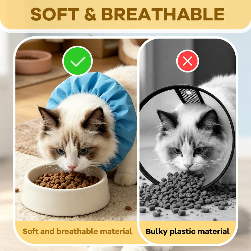 Cat neck brace, lick protection cat collar, recovery cat neck brace, adjustable, Elizabethan collar for cats and kittens, prevents licking of wounds, for use in case of injuries (Blue, S)