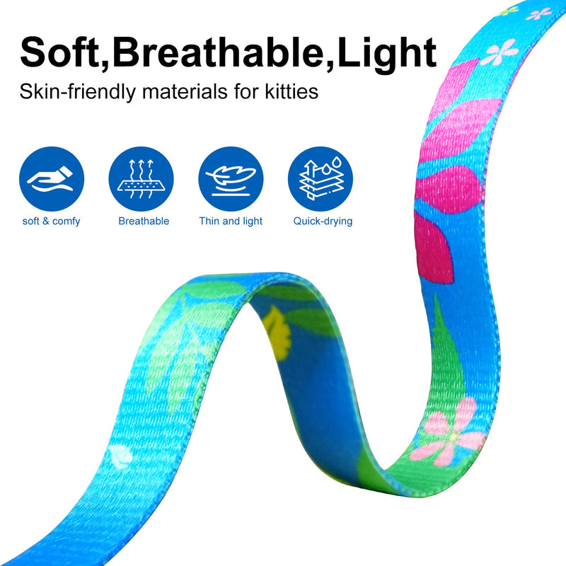 Cat Harness and Leash Set with Matching Collar – Escape Proof H-Style Harness for Cats, Adjustable & Lightweight, Tropical Hawaiian Leaf Print, Easy Wear for Outdoor Walking & Training Hawaii Blue - PawsPlanet Australia