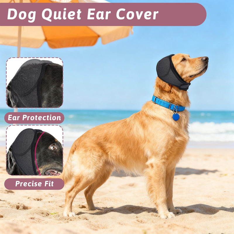 InnoHHustle Dog Ears Cover, Noise Protection Cover Waterproof Snoods Adjustable Dog Ear Muffs Dogs Quiet Calming Hood Ear Head Wrap for Noise, Bath, Grooming, Anxiety Relief (Gray, Large)