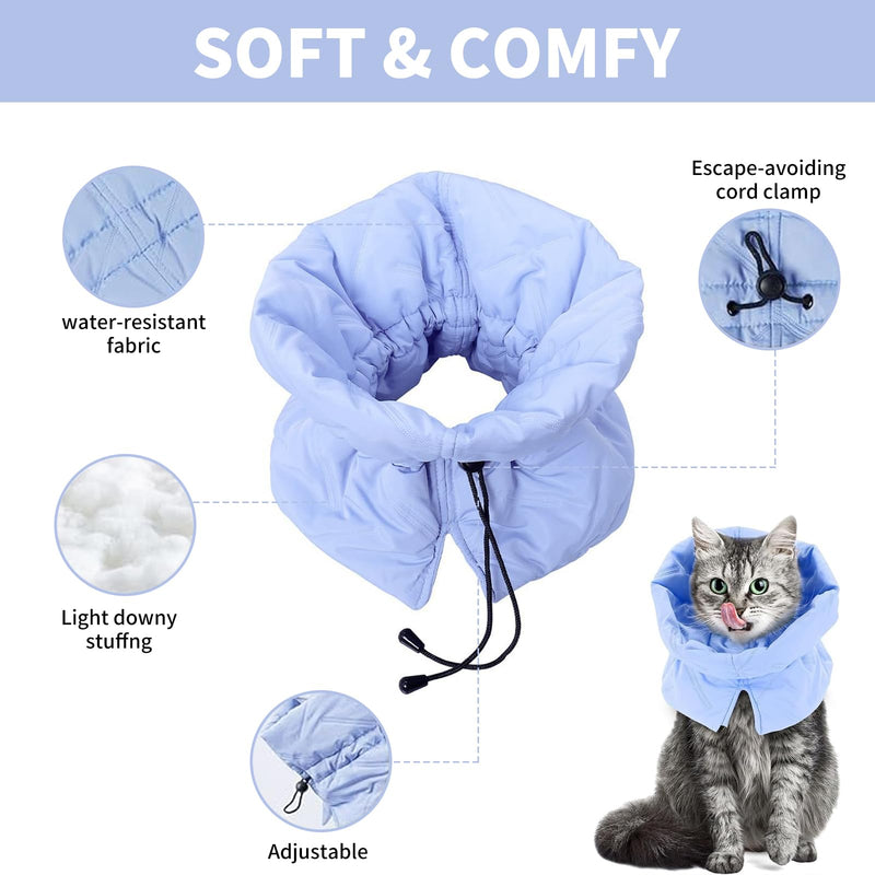 Protective Collar for Cats, Soft, Adjustable and Breathable Collar, to Protect Wounds, Suitable for Cats and Kittens, Prevents Licking Wounds (Blue M)