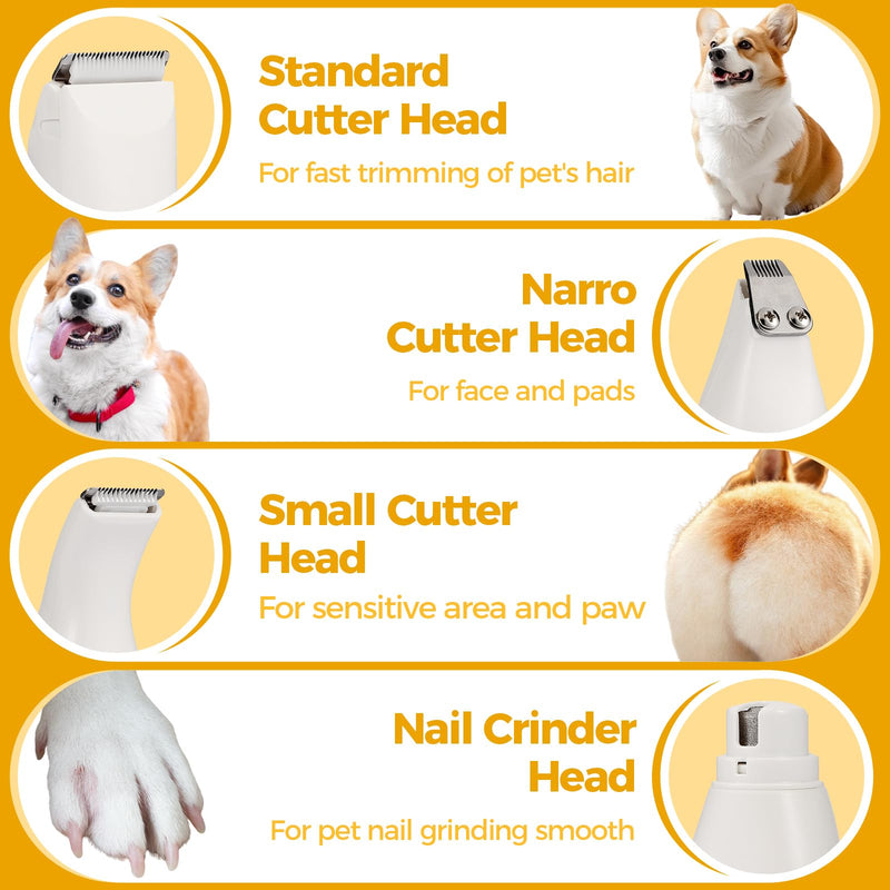ZOESEEK Cat Paw Trimmer with Three Blades, Cordless Small Pet Hair Grooming Trimmer, Cat's paw Nail Filer for Safe Clipper, Low Noise for Trimming Dog's Fur Around Paws, Eyes, Ears, Face, Rump-Yellow - PawsPlanet Australia