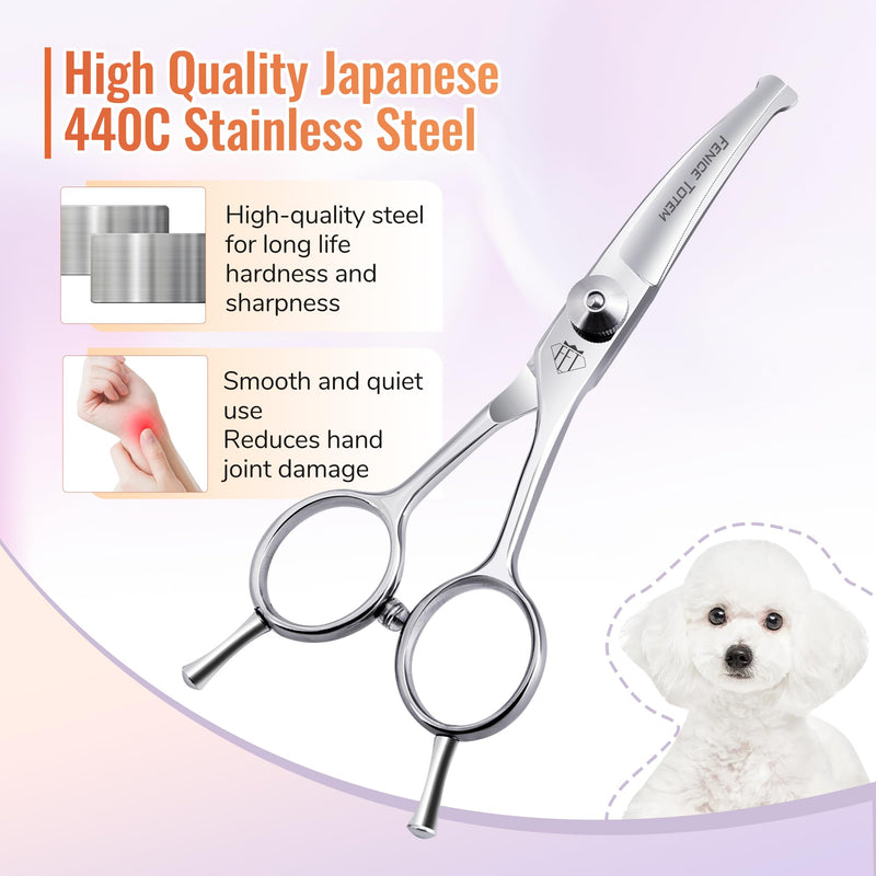 Dog Grooming Scissors: 4.75" Pet Curved Shears Made Of Advanced Stainless Steel Alloy for Trimming Dogs Cats and Other Pets Face and Paws 4.75" - PawsPlanet Australia