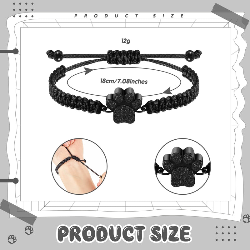 4 Pieces Cremation Bracelet for Pets Ashes Urn Bracelet for Ashes Women Men Adjustable Dog Paw Cremation Jewelry Stainless Steel Keepsake Memorial Rope Bracelets - PawsPlanet Australia
