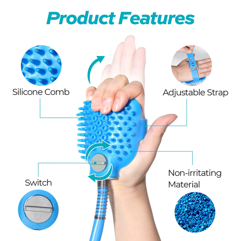 Fogatti Dog Shower Hose Attachment Grooming Sprayer with 7.2 FT Long Water Pipe and 2 quick-connect set connectors, Compatible with Indoor Shower or Outdoor Garden Hose, Ideal for Dog and Cat Grooming - PawsPlanet Australia