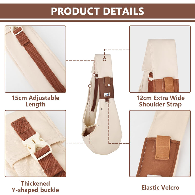 Dog Sling Carrier for Small Dogs - Front Dog Carrier with Adjustable Strap - Hands Free Pet Papoose Bag for Chest - Suitable for Puppy, Small Dogs, and Cats for Outdoor Travel,15 lbs Beige - PawsPlanet Australia