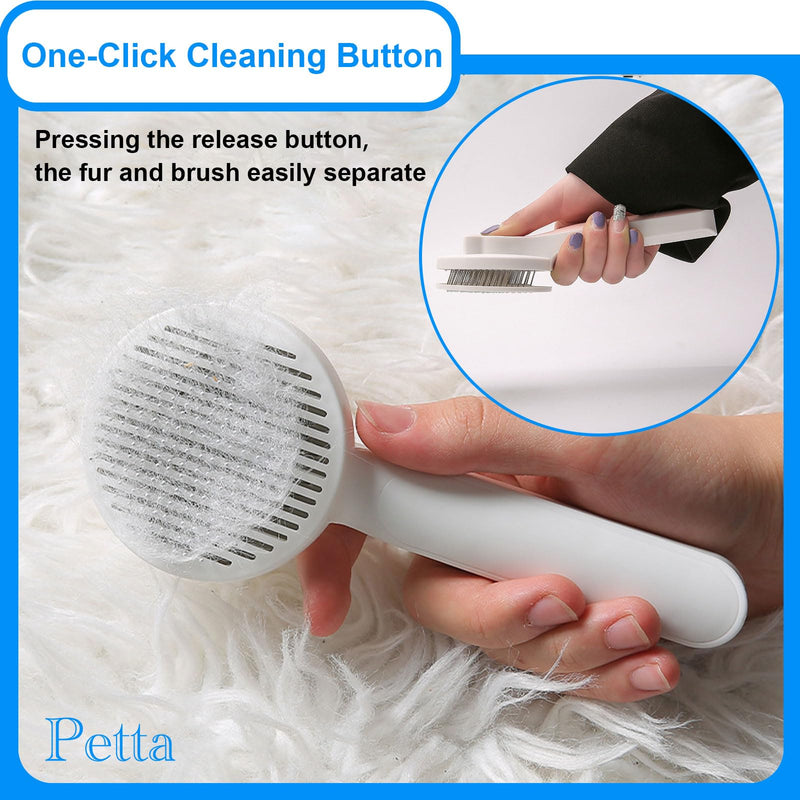 Cat Grooming Brush, Pet Brush with Release Button for Dogs Cats, Removes Loose Fur from Cats, Kittens, and Rabbits, for Pet Massage (Pink) PC201-2 Pink - PawsPlanet Australia