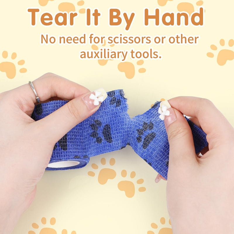 KIMOBER 12 Rolls Self Adhesive Pet Wrap Bandage Non-Woven Tape Vet Wrap Cohesive Bandages for Dogs Pet Animals Horse Cat Bird Animals,2 Inch x 5 Yards - PawsPlanet Australia