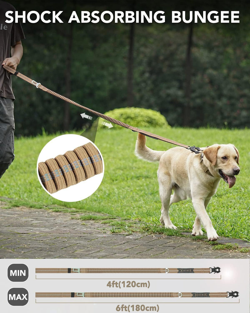 Joytale Tactical Dog Collar(17"-21") and Dog Leash Set, Shock Absorbing Bungee Dog Leash and Adjustable Strong Dog Collar with Handle for Large Dogs(Camouflage, L) - PawsPlanet Australia