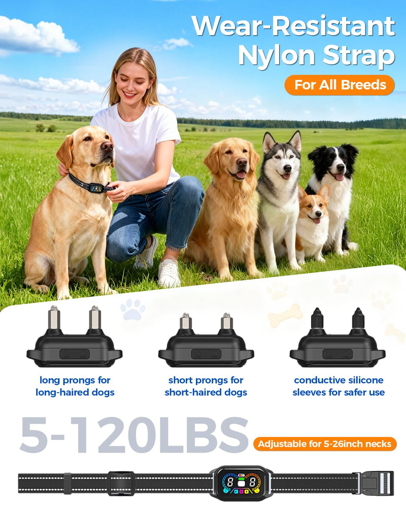 2-in-1 Dog Shock & Bark Collar with Remote – 4500FT Anti-Barking E Collars for Dog Training, IP67 Waterproof for Small Medium Large Breed (8-120Lbs) Black - PawsPlanet Australia
