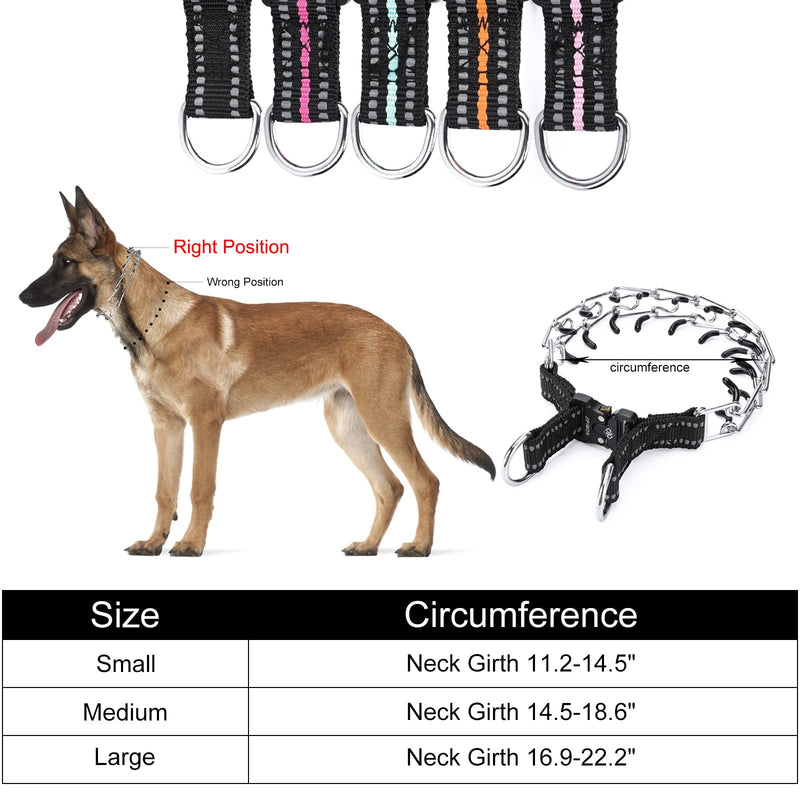 Prong Collar for Dogs Adjustable No Pull Dog Choke Pinch Training Collar with Comfortable Rubber Tip for Small Medium Large Dogs (Large, Black) - PawsPlanet Australia