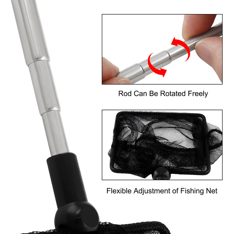 Aquarium Fish Net, Soft Fine Deep Mesh Net Stainless Steel Long Extendable Handle for Fish and Shrimp 3 Inch - PawsPlanet Australia