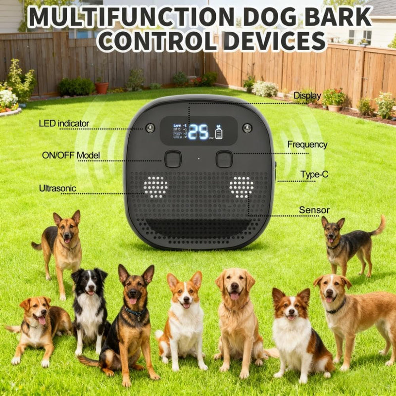Dog Barking Control Devices, Anti Barking Device for Dogs with Remote Control, Ultrasonic & Sensor Technology, Rechargeable, Waterproof, Adjustable Modes & Frequencies, Bark Box Indoor Outdoor(Black) Black