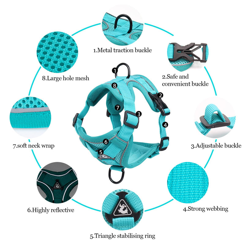 Wanheart Summer cat Chest Harness and Leash, Anti-Escape Adjustable Soft mesh cat Leash and Chest Harness Set for All Types of Cats cat Vests (Emerald, XL) XL:16.5-22.04lb Emerald - PawsPlanet Australia