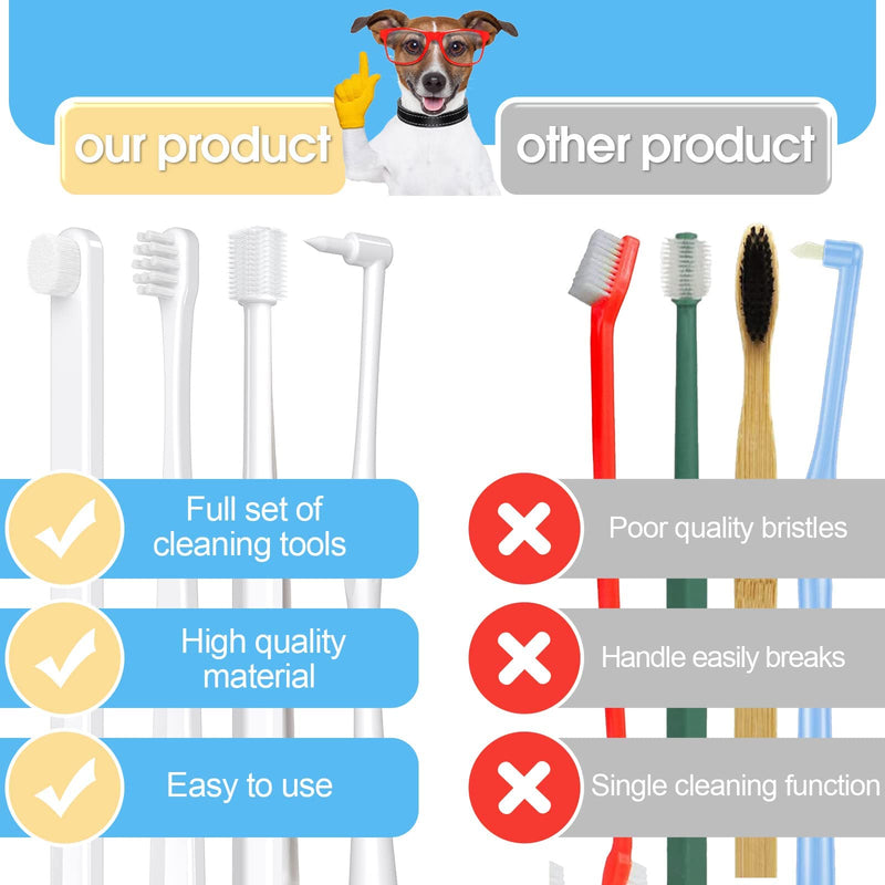 Cat Toothbrush Kit, Dog Toothbrush Kit, Suitable for All Cats and Dogs Dental Care. White, Soft Bristles, Meet All Cleaning Needs, Multi-Functional Dental Cleaning (S) S - PawsPlanet Australia
