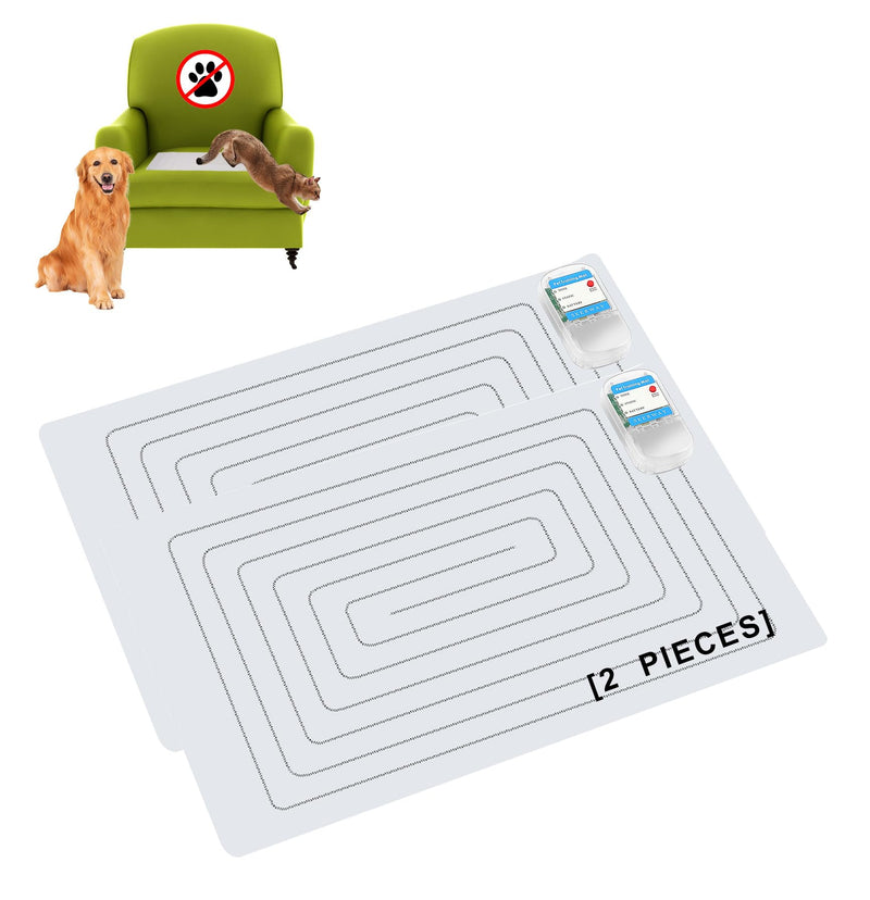 SEERWAY 2-Pieces Pet Shock Mat for Dogs & Cats - Keep Pets Off Couch, Bed, Kitchen Counter with 3 Training Modes, Waterproof & Adjustable Deterrent Mat 22"x 14"