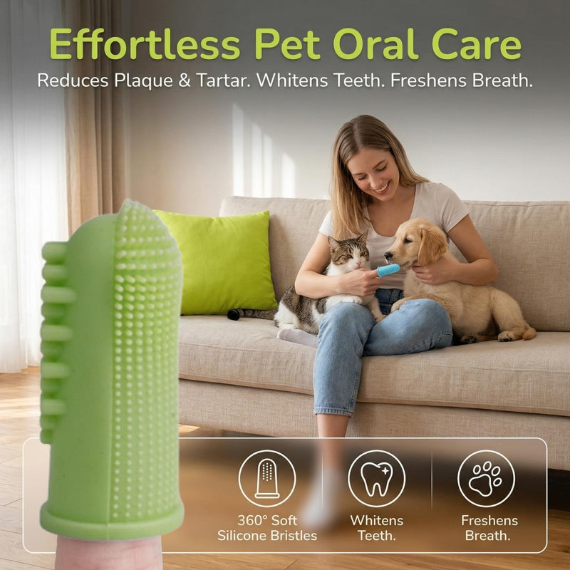 Dog Toothbrush Cat Toothbrush, 4-Piece Finger Toothbrush Set, Storage Box Gentle Teeth Cleaning for Dogs and Cats, Effective Plaque Removal