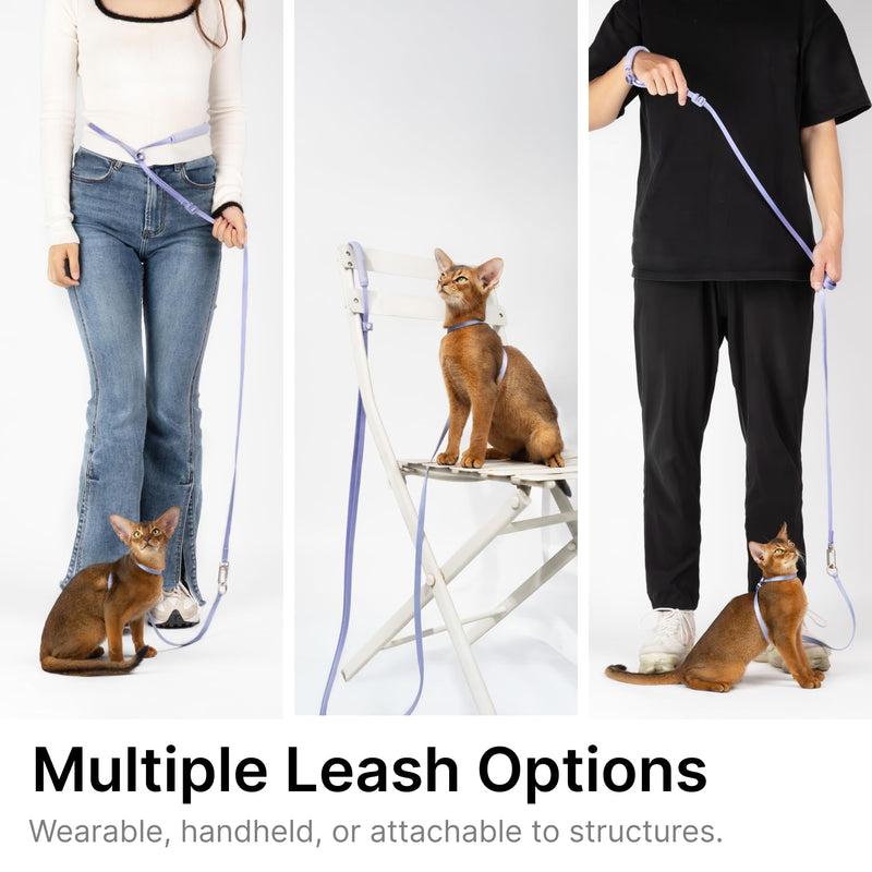Ultra Lightweight Cat Leash Adjustable with Padded Handle, Soft Thin Nylon Cat Walking Training Waist Crossbody Leash for Kitten>4lbs Small Medium Large Cats Puppy, No Harness (Vivid Red) Vivid Red (No Harness) - PawsPlanet Australia