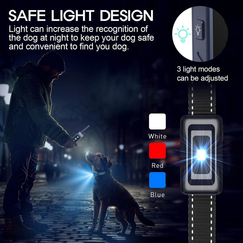 Dog Training Collar, 1400 Yards Remote with Full Color LCD Display, 3 Effective Training Modes with Tricolor LED Dog Locator Light, Waterproof E-Collar, Fits 8-150 lbs Dogs - PawsPlanet Australia