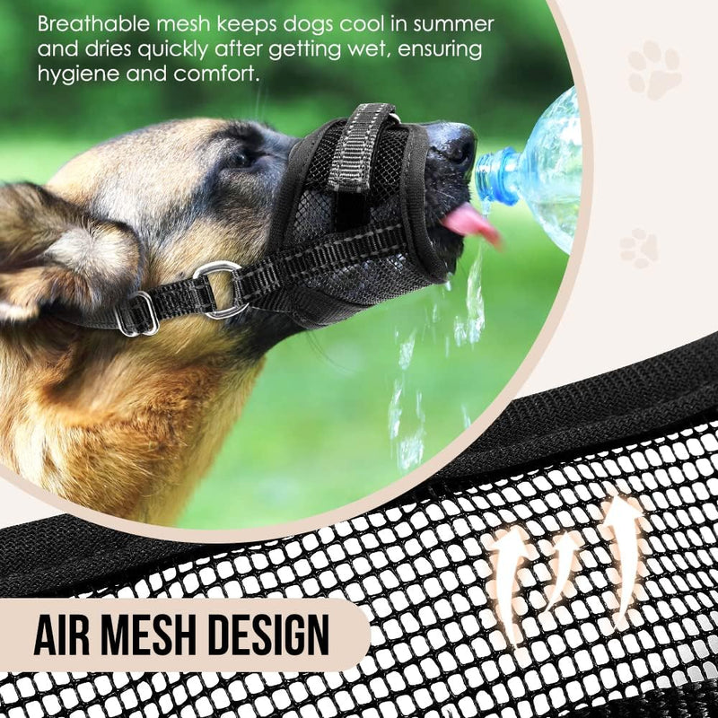 Dog Muzzle, Soft Mesh Muzzle for Large Dog Mouth Guard, Breathable Adjustable Muzzles to Prevent Biting, No Bark Muzzle for Dogs Allow Panting Drinking (Black, L) Black - PawsPlanet Australia