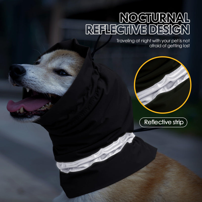 Dog Ear Cover Adjustable Ear Protection Winter Warm Outdoor Rainproof Travel Coldproof Dog Neck Wrap Black S Small