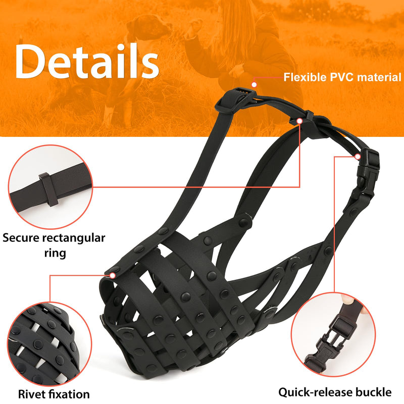 Basket Muzzle(BK-M) & Fabric Muzzle(XL) Set for Pitbull Rottweiler Anti Fighting Chewing - PawsPlanet Australia