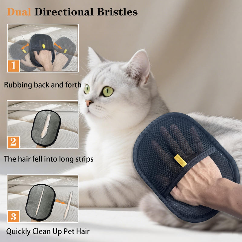 Pet Hair Removal Glove for Cats & Dogs,2 Pcs Five-Finger Electrostatic Pet Hair Gloves Reusable Pet Hair Remover Tool for Laundry,Bed Sheets Couch Clothes Carpet Car Seat,Big Size(9.5*6.7IN) - PawsPlanet Australia