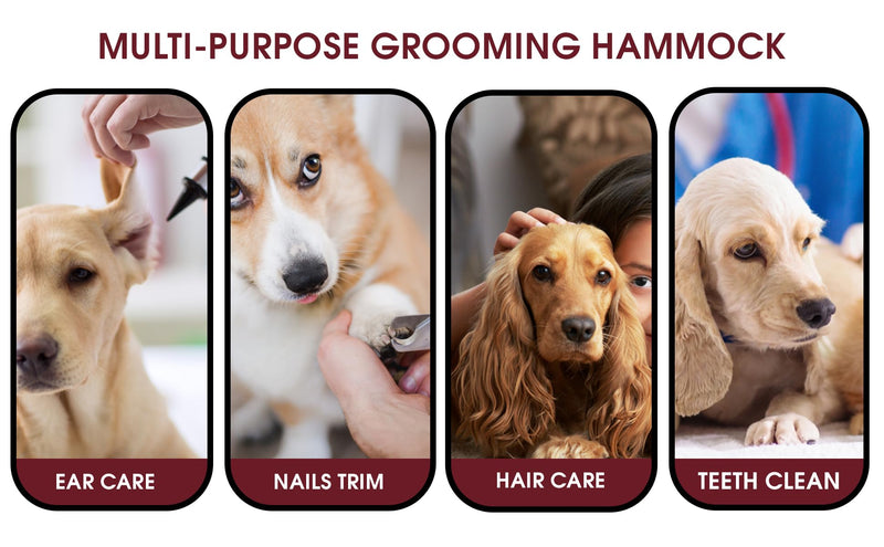 Dog Grooming Hammock for Large Dogs, 60 lbs - All-in-One Dog Grooming Kit, Dog Harness for Nail Trimming Grooming Kit for Dogs at Home - 1x Gloves, Dog Nail Clipper, Dog Brush for Shedding L ( Legs Distance: 13-16 " / Max W: 60 lb ) - PawsPlanet Australia