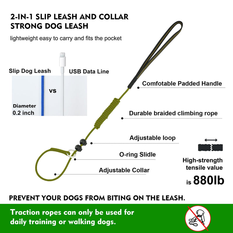 Slip Leads for Dogs,Top Speed Training Dog Leash,2-in-1 Slip Collar Dog Training Lead & Collar,6ft Thin Slip Lead,sturdyand Durable, Leash Suitable for Small, Medium, and Large Dogs(Black) BLACK Training(6FT*1.8M） - PawsPlanet Australia