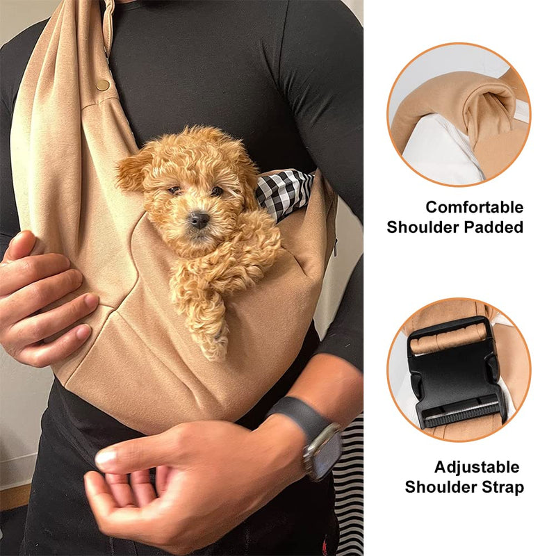 NATUYA Small Dog Carrier Sling Cat Sling,Adjustable Strap Hand Free Pet Puppy for Outdoor Traveling Subway (Apricot) Apricot - PawsPlanet Australia