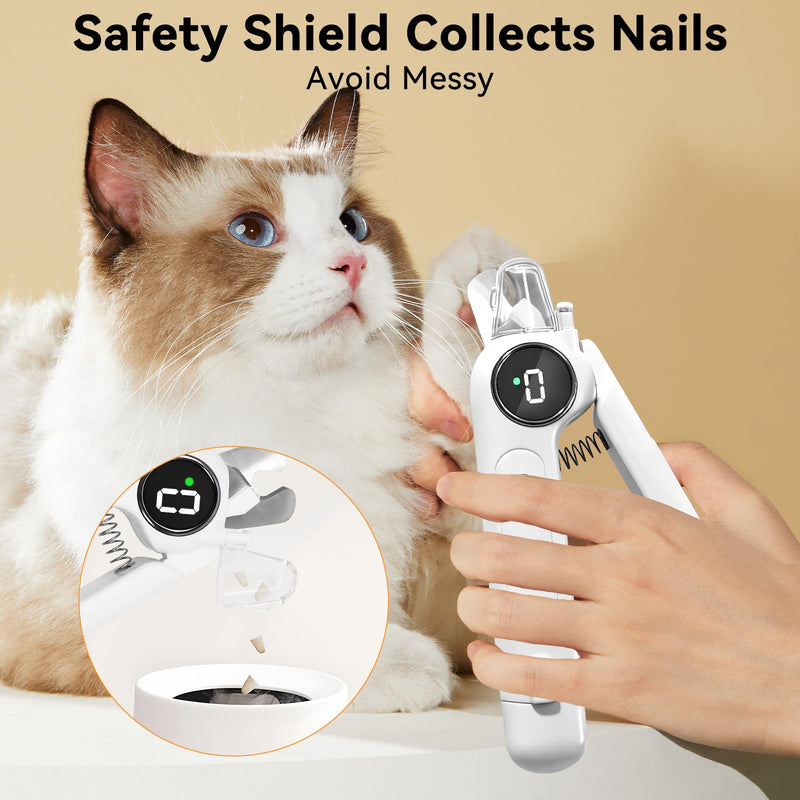 Dog Nails Clippers & Grinders - 2in1 with LCD Display and LED Lights Dog Nail File Cat Claw Trimmer with Safety Guard Electric Rechargeable Pet Nail Silent Grooming