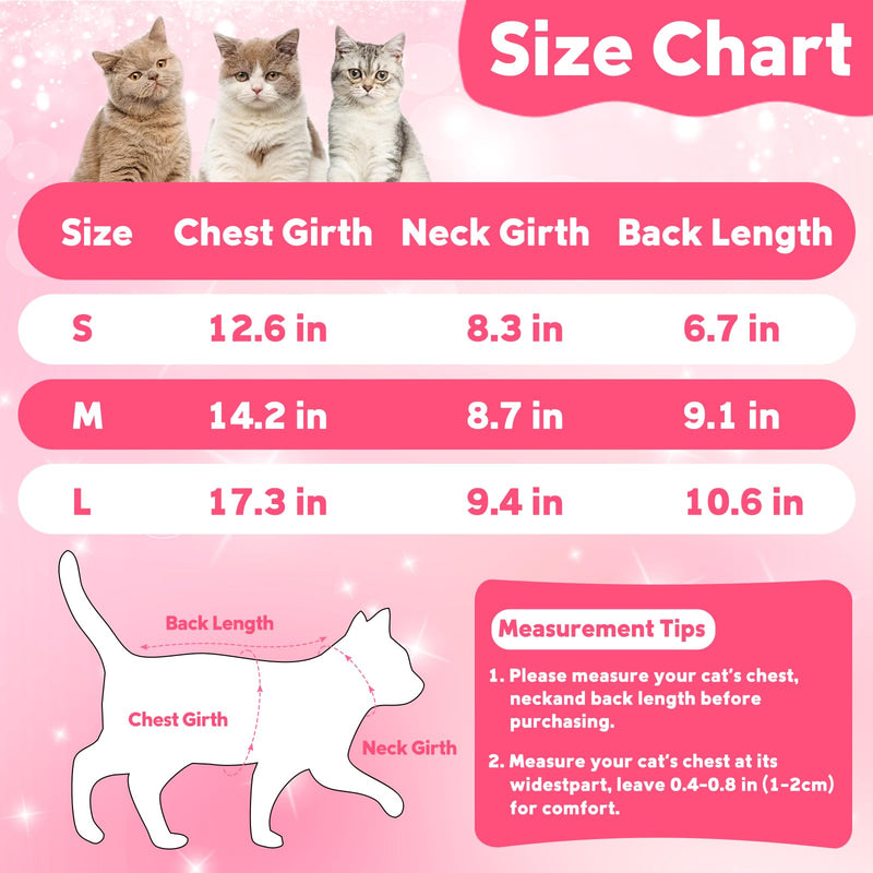 Coppthinktu Cat Recovery Suit for Female Cats After Spay, Breathable Cat Onesie Kitten Onesie Bodysuit, Cat Surgery Recovery Suit for Abdominal Wounds Anti Licking E-Collar Alternative Pink Medium