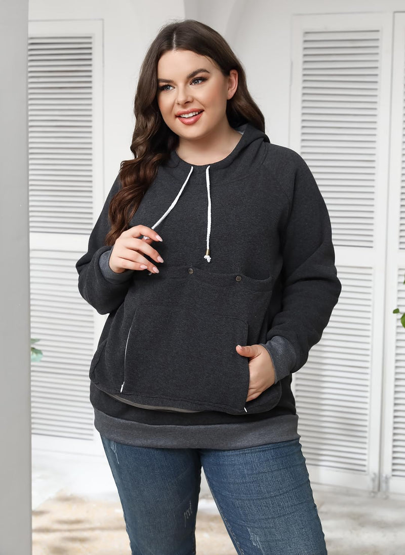 Pet Cat Dog Pouch Hoodie Small Animal Carrier – Kitten Puppy Pouch Sweatshirt Holder Fleece Unisex Hoodies Dark Grey XX-Large - PawsPlanet Australia