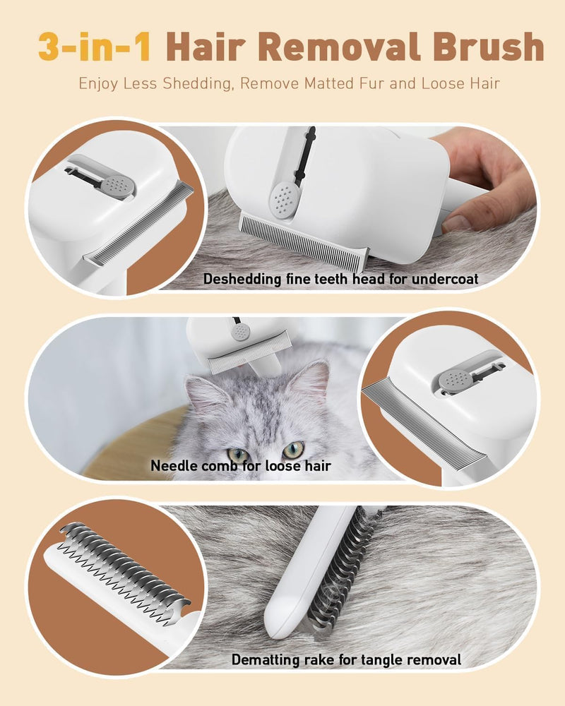 3-in-1 Pet Grooming Tool - Deshedding Dog Brush, Dematting Comb, Undercoat Rake for Long Hair Dogs & Cats, Grooming Comb for Shedding and Matting White - PawsPlanet Australia