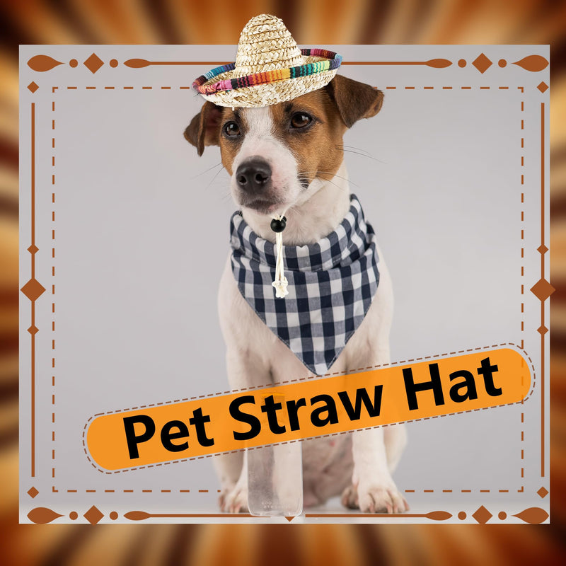 8 Pcs Pet Sombrero Hats Mini Sombrero Cap Cinco de Mayo Fiesta Hat Small Mexican Straw Hat for Puppy Dogs Cats Fiesta Party Decorations - PawsPlanet Australia