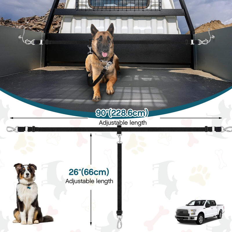 Truck Bed Dog Leash System for One Dog Pickup Tether Tie Down Car Harness Belt Heavy Duty Adjustable Safety Canine Leash for Pickup SUV Truck Outdoor Bed for 1 Dog - PawsPlanet Australia