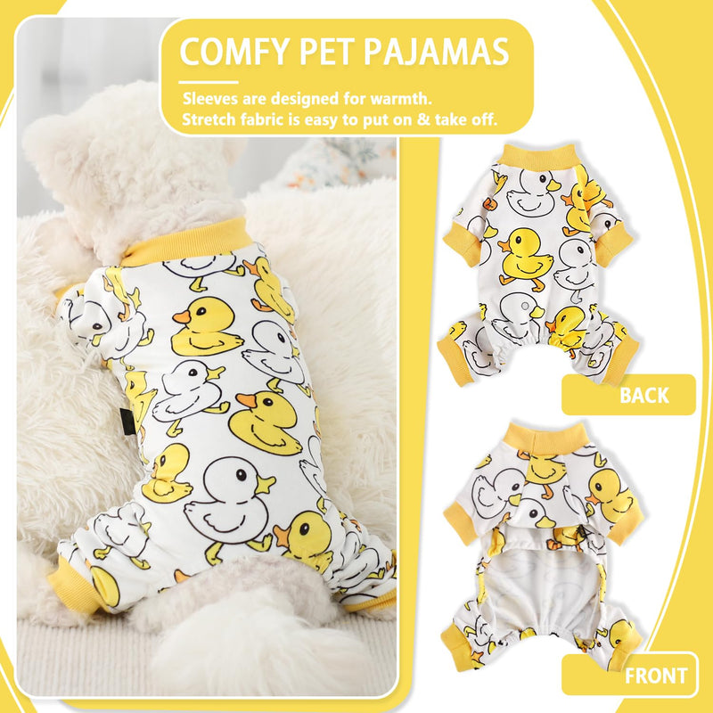 Fall Dog Pajamas Sweaters for Small Dogs Fleece Dog Onesie Stretchy Puppy Sweater Warm Small Dog Clothes Dog Pjs Pet Apparel,XXS Dog Clothes,Yellow Duck XX-Small Yellow Duck - PawsPlanet Australia
