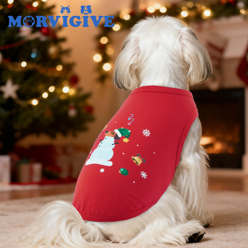 3 Pack Christmas Dog T-Shirt,Printed & Striped Set,Sleeveless Vest Autumn Winter Indoor Lounge Wear,Soft Lightweight Dachshund Clothes,Festival Party Cute Outfits(Red&Green,L) Red-Green-Stripes Large?Chest:18"?