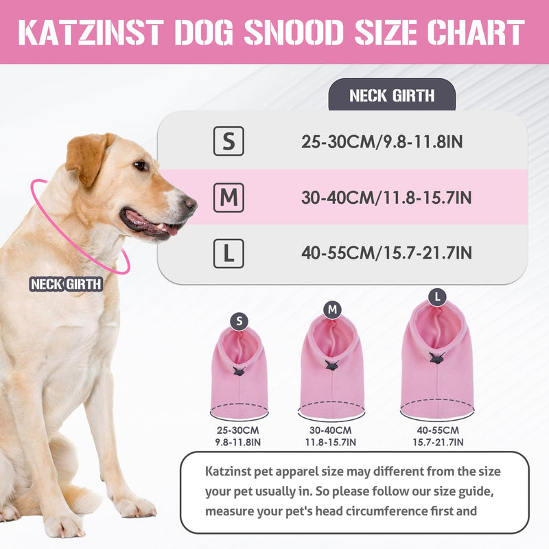 Dog Snood Neck and Ear Warmer, Noise Reduction Ear Muffs, Anxiety Relief and Calming Headwear for Noisy Environments, Pink M