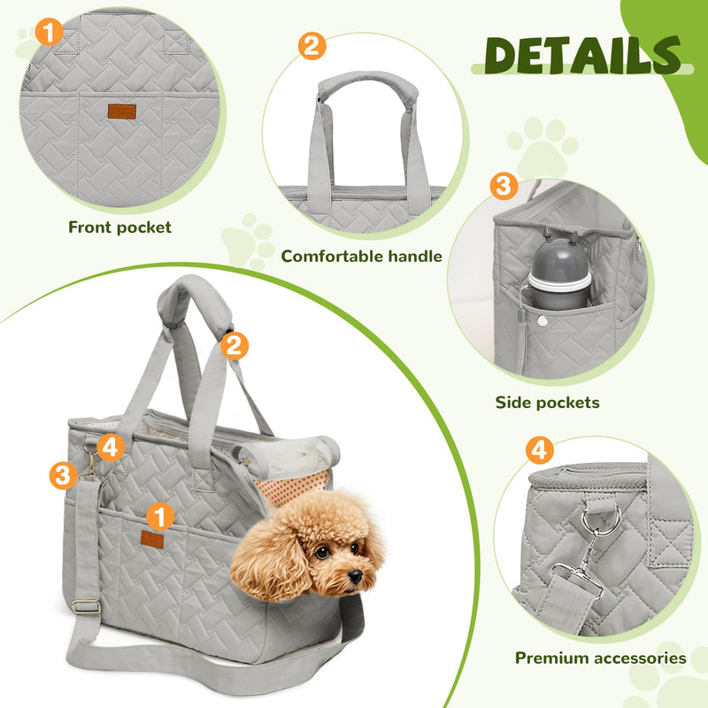 ALLSOPETS Dog Carrier Bag, Soft Lightweight Pet Carrier for Small Dogs and Cats with Mesh Ventilation, Travel Puppy Purse with Pockets and Cushion, Perfect for Outdoor (Starry Gray, S) Starry Gray